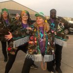 Photo of the ladies of Louisiana LunaChicks entertaining at the 2023 Krewe of Janus Mardi Gras parade in Monroe, Louisiana.