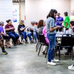 Photo of members of Louisiana LunaChicks meeting potential new recruits during in-person recruitment events for Recruitment Week 2024.